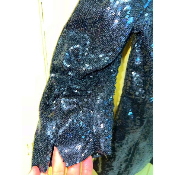 Michael Jackson Bille Jean Type BLAZER Sz Small Calvin Klein Black Sequin Jacket - Picture 6 of 9